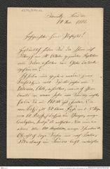 Nachlass Franz Steindachner, Brief von Otto Staudinger an Franz Steindachner (14.11.1882), Inv.Nr. 504.02, Seite 1